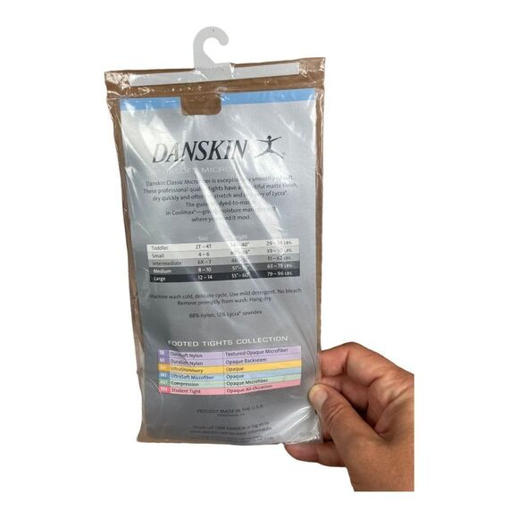 Danskin Girls Footed Tights Style 387 Size INT 6x-7 Tan New - Picture 3 of 7